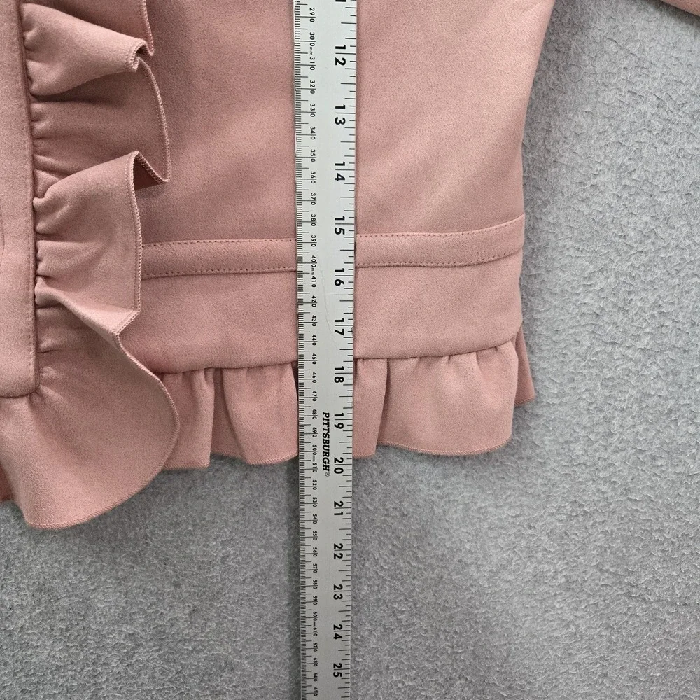 Liz Claiborne Women Jacket S Pink‎ Office Preppy Ruffle Cropped NWT